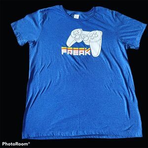 Gaming Gamer Freak Graphic T-Shirt Men's Size XLarge Blue